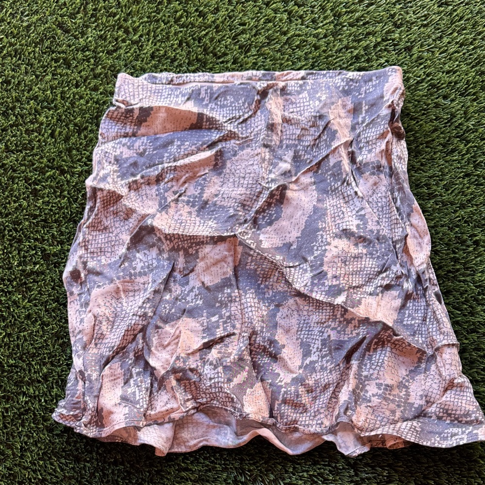H&M Pink and Gray Snake Print Mini Skirt